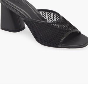 Black Mesh Block Heel Sandals